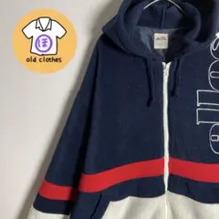 フリースブルゾン　刺繍　ビッグロゴ　アウター　トリコカラー　ゆるダボ　古着