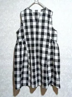[プレッツォ]ビッグポケットチェック柄ジャンパースカートチュニックワンピース