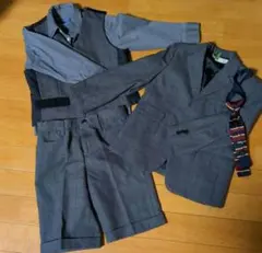 フォーマルスーツ グレー チェック柄 120センチ 5点セット