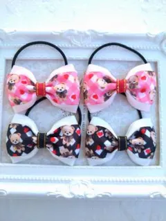 重ねリボンゴム大きめ☆くまちゃん☆キッズベビー☆ハンドメイド