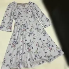 美品MISCH MASCHミッシュマッシュ花柄フレアワンピース長袖 38M紫のサムネイル