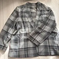 テーラードジャケット グレー系チェック柄