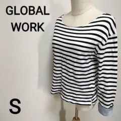 【GLOBAL WORK】袖口切り替えボーダーロンT　S 1590