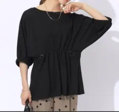【新品】ウエスト調節可能 ドロスト5分袖トップス