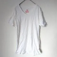 訳あり✨Hanes【S】ホワイト Vネック Tシャツ 半袖 無地 シンプル