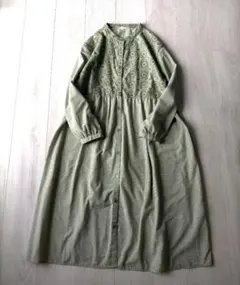 noble cotton 刺繍デザイン 長袖ワンピース