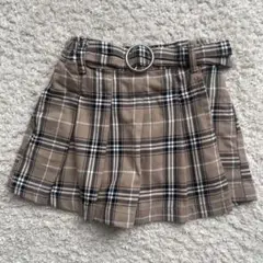 ベージュ系チェック プリーツスカパン　キュロット　120