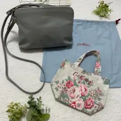 美品【Cath Kidston グレー ショルダーバッグ】収納袋＆トートバック付