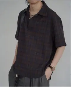 LIDNM CREPE COTTON PLAID SHIRT Sサイズのサムネイル