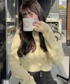 グレイルラメフェザーニットカーディガン　mh30