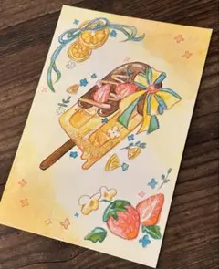 水彩画 手描き原画 アイス 一点物
