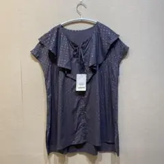 全新 帶吊牌 YEHWA VECCA 燙金圓點荷葉邊領襯衫 F 碼 棉