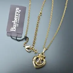 極美品 バーバリー ネックレス ゴールド ハートモチーフ ライン 