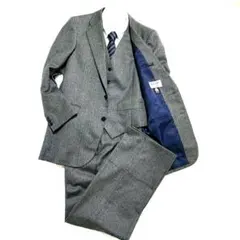GALOP　ギャロップ　3ピース　スーツ 　ヘリンボーン　グレー 　L相当