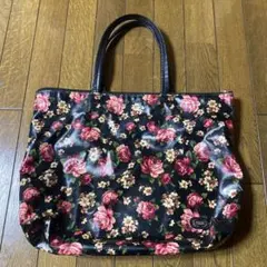 フェイラー 花柄トートバッグ 黒・ピンク ビニール