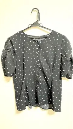 美品　vis ビス　ドビーウエストタックブラウス ドットトップス