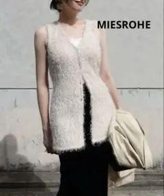 【MIESROHE】シャギーニットチュニックベスト ノースリーブ 前開き