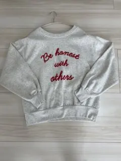 しまむら　ロゴ刺繍 スウェット トレーナー　グレー オートミール 裏起毛 M