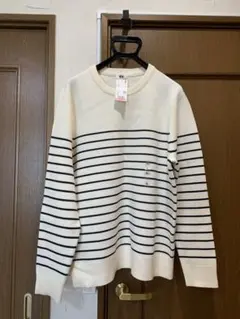 UNIQLO ウォッシャブルミラノリブクルーネックセーター ボーダー XL