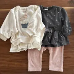 【petit mainなど】80cmトップス&ボトムス3点セット
