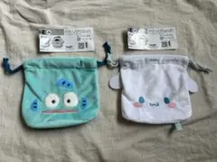 ふわふわフェイス巾着 ハンギョドン、シナモンロール2点セット