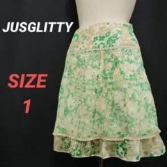 JUSGLITTY　ジャスグリッティー　花柄ミニスカート　フレア　チュール