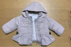 薄ピンク　フード付きダウンコート 80cm