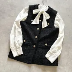 ！！専用！！ジャスグリッティー 黒 ラメ ツイード ジレ 金ボタン セレモニー