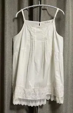 SM2 レース キャミチュニック 生成り スカラップ チュール 刺繍 ピンタック