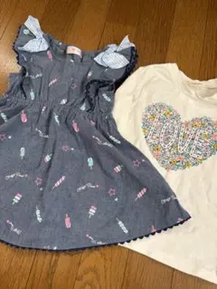 mezzo piano アイスクリーム柄ワンピース 100cmとおまけ95ロンT