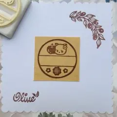 レトロねこ 日付印風 消しゴムはんこ