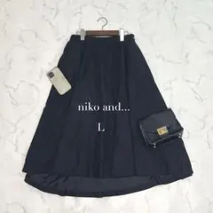 ニコアンド/ロングフレアスカートフェイクスエードアシンメントリーLブラック系☘️のサムネイル