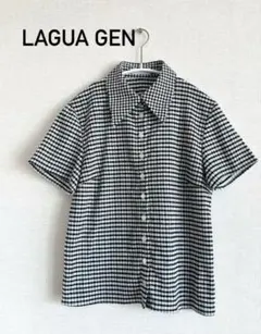 LAGUA GEN ラグア ジェム　ギンガム チェック 半袖 シャツ ブラウスのサムネイル