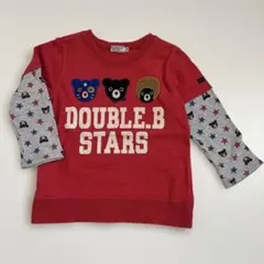 100 ミキハウスダブルビー アフロBくん 重ね着風トレーナー