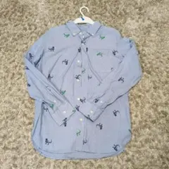 長袖シャツ 100cm 青 トカゲ・サソリ刺繍