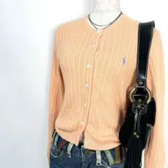 人気✨️ RALPH LAUREN ロゴ 刺繍 ケーブル カーディガン