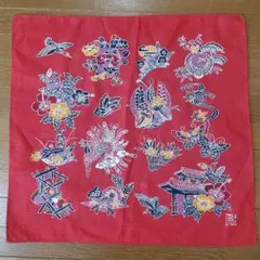 沖縄　紅型染め　敷物　風呂敷