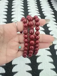 朱砂 ビーズブレスレット 3本セット