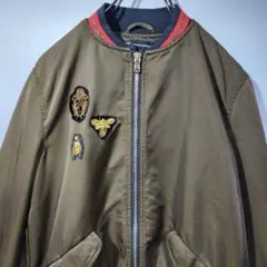 ZARA　フルジップ　ジャケット　ブルゾン　XS　ミリタリー　ワッペン　古着