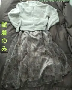 GU　シャイニークルーネックカーディガン　　　シアーフレアスカートのセット