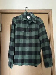 Levi's グリーンブラックチェック長袖シャツ S