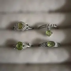 ペリドット 天然石シルバーリングセット4つセット