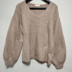 earth music&ecology ベージュ Vネックニット