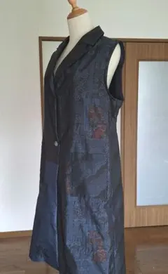 着物リメイクNo.342　大島紬からテーラーカラージレ