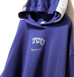 ナイキドライフィット TCUロゴ刺繍 プルオーバーパーカーパープル紫2XL古着