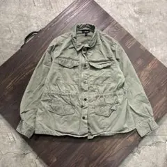 7AS11 レディース　ジップアップジャケット　ミリタリー　XL カーキ　古着