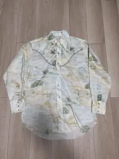 70s usa製 ウエスタンシャツ ポリエステル 総柄
