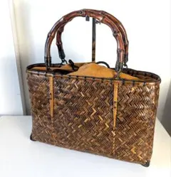 sale【美品】竹籠 トートバッグ　和装小物 巾着口