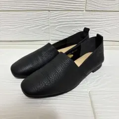 【試着のみ】あしながおじさん スリッポン レザー シボ革 ブラック 23.5