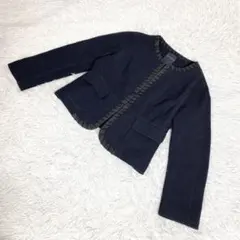 トゥモローランド　ノーカラージャケット　フロントホック　ブラック　サイズ38のサムネイル